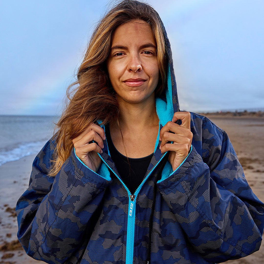 Zone3 Polar Fleece Parka Robe - Camo/Blue