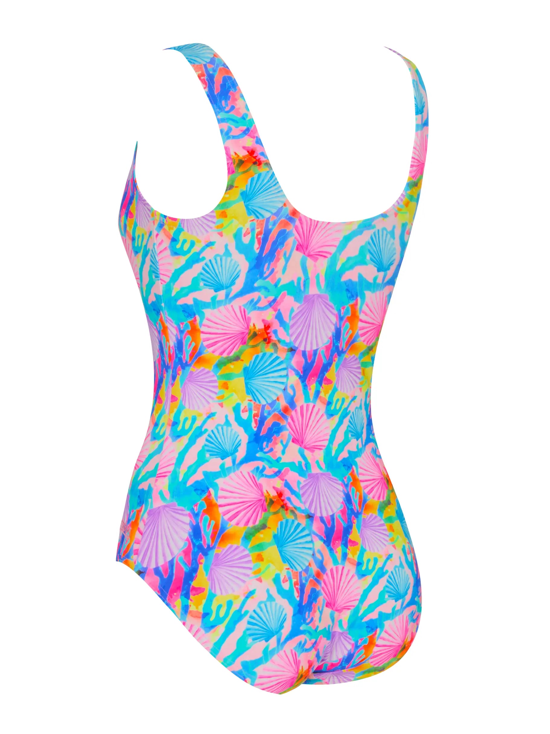 Zoggs Womens Crazy Clam Silver Lined Scoopback Swimsuit