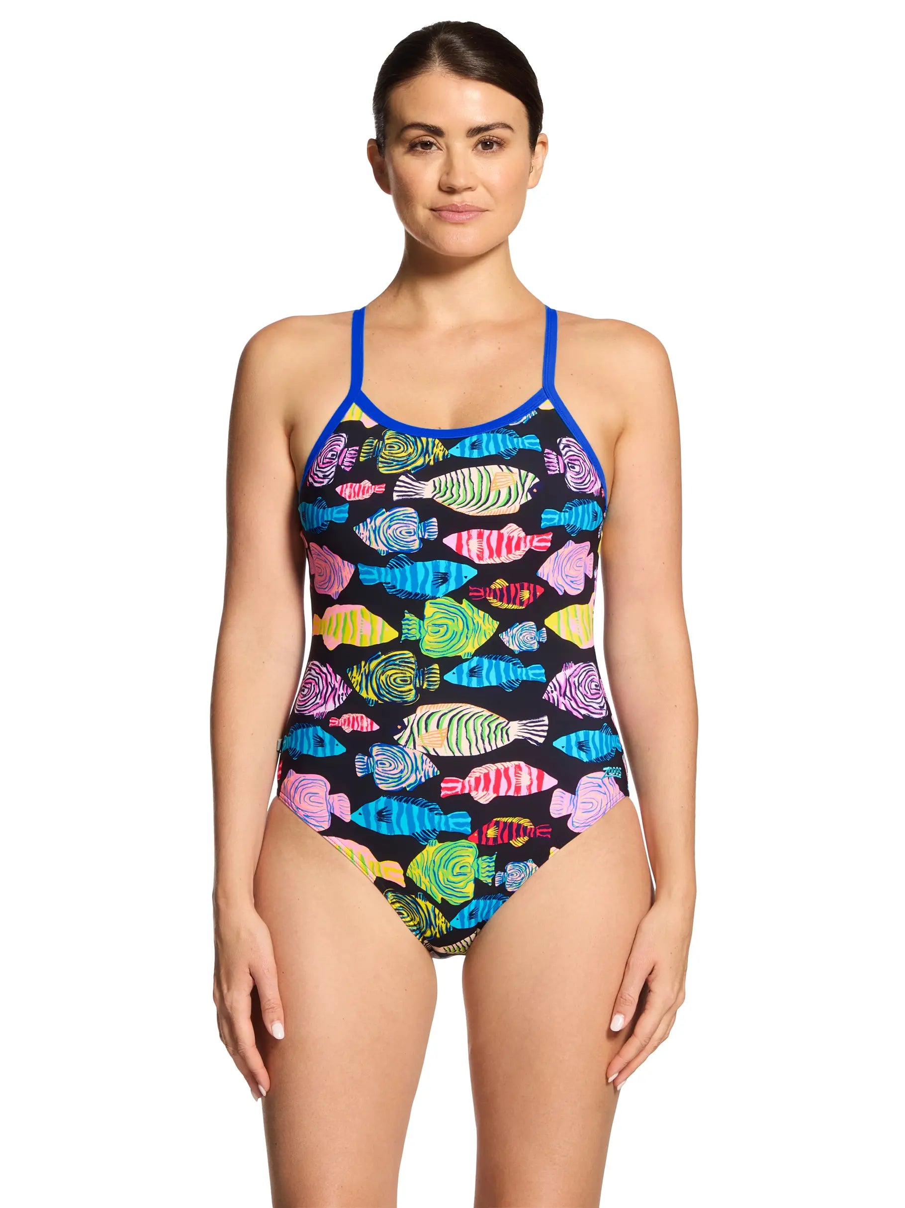 Zoggs Womens Sea Tribe Silver Lined Strikeback Swimsuit