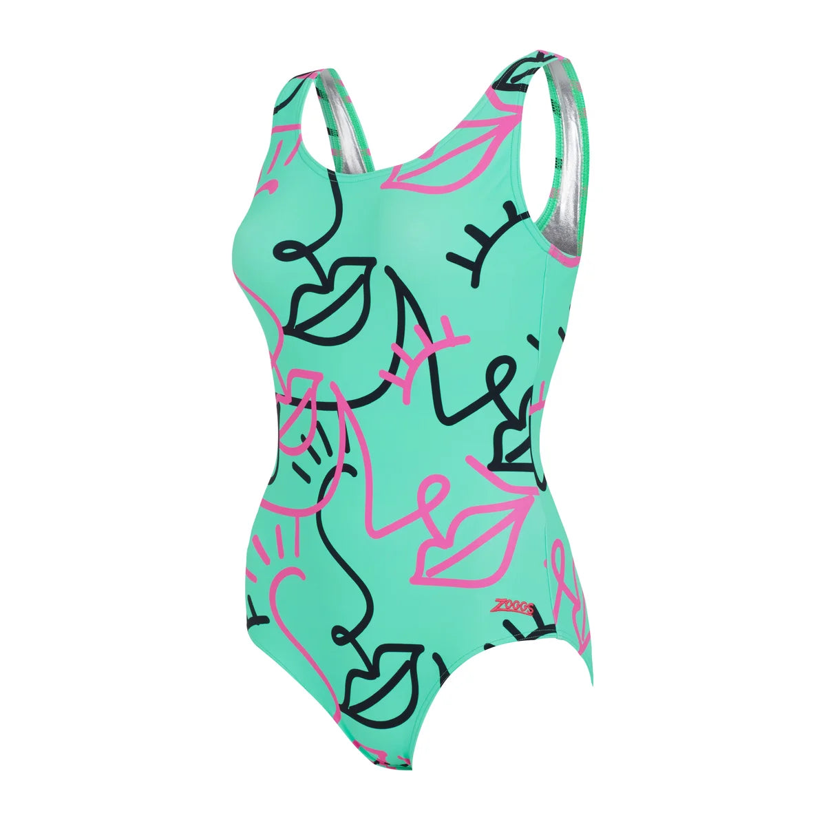 Zoggs Swimsuit IAM Print Ecofeel Silver Lined Scoopback
