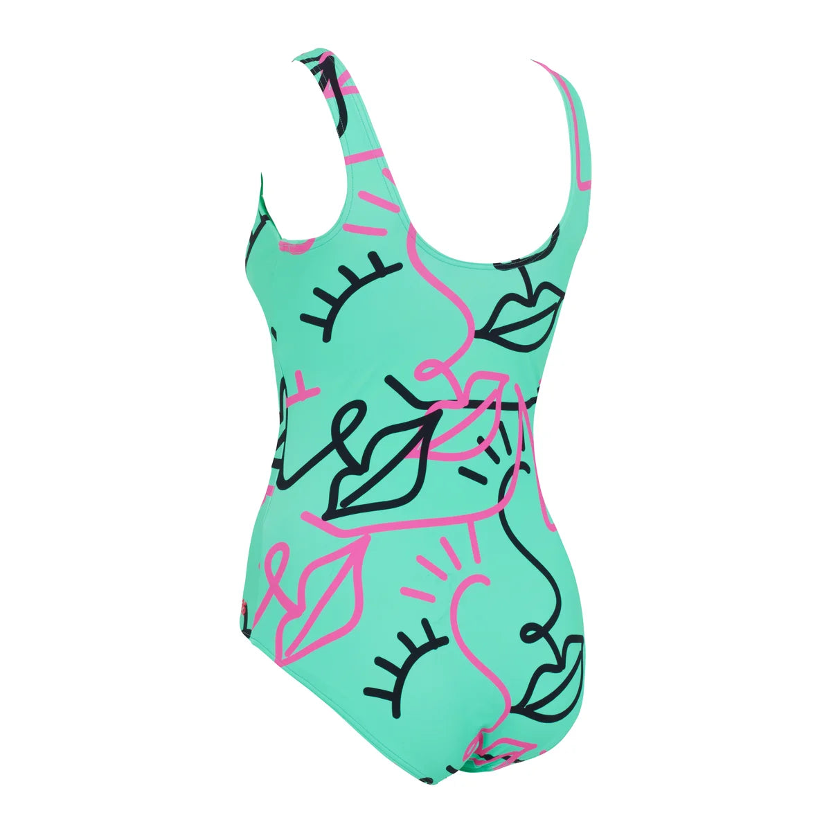 Zoggs Swimsuit IAM Print Ecofeel Silver Lined Scoopback
