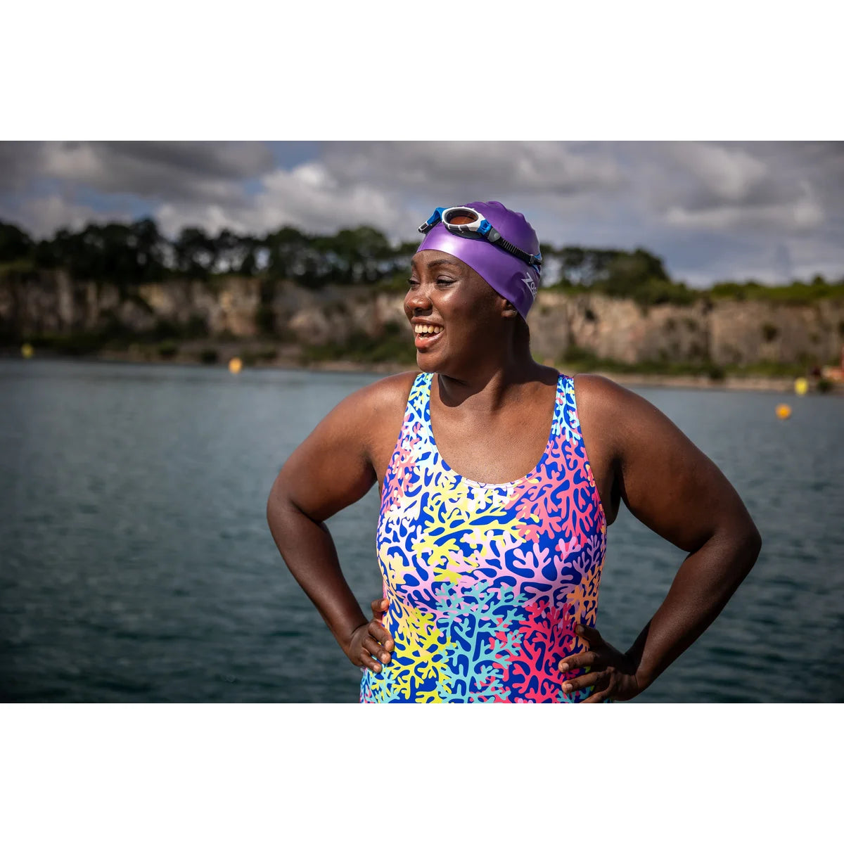 Zoggs Swimsuit Sea Change Ecofeel Silver Lined Scoopback