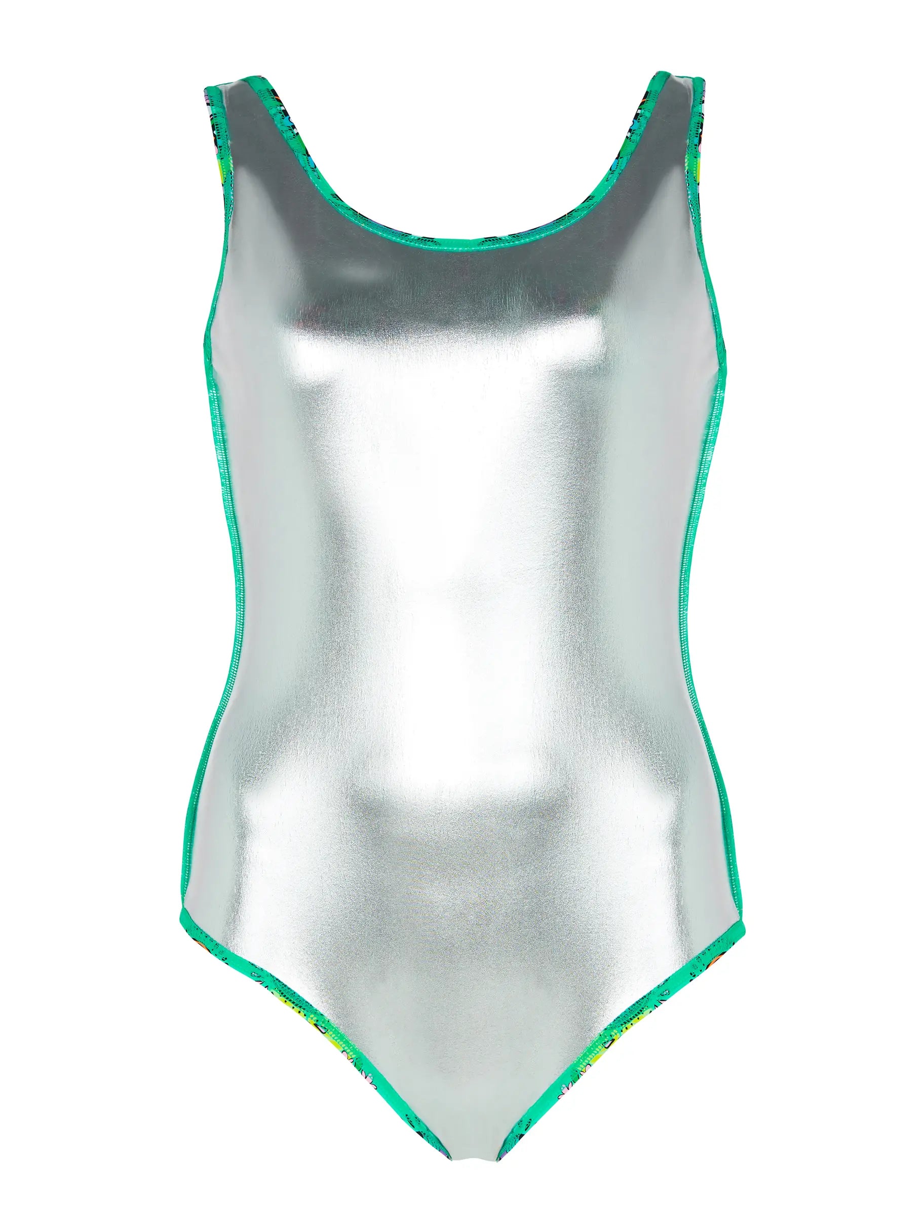 Womens Look Inside Silver Lined Scoopback Swimsuit