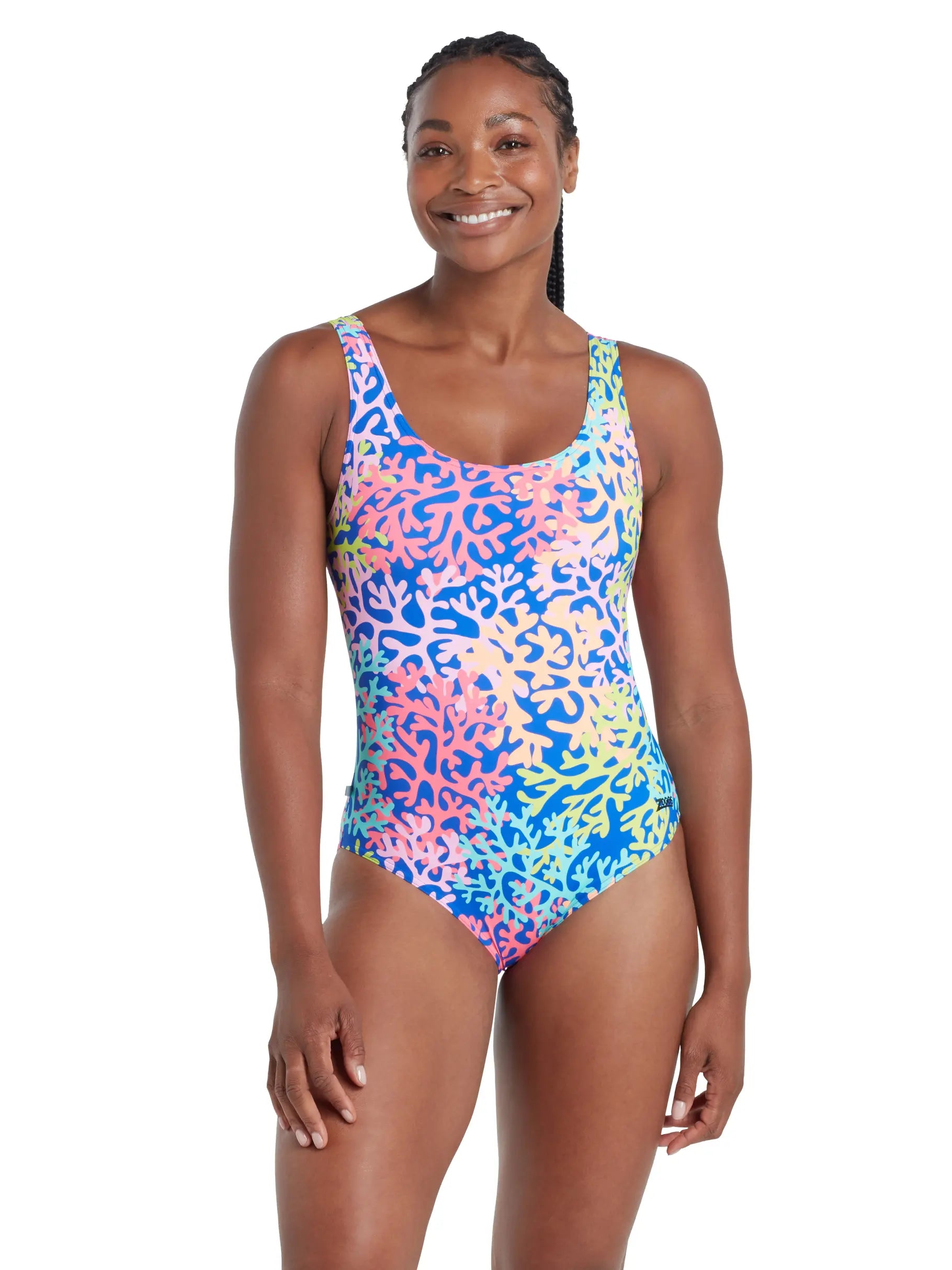 Zoggs Womens Sea Change Silver Lined Scoopback Swimsuit