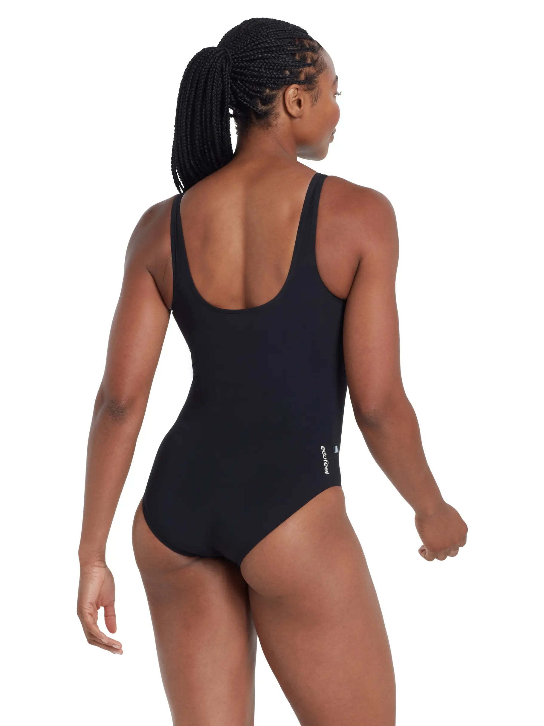 Zoggs Womens Silver Lined Black Open Water Scoopback