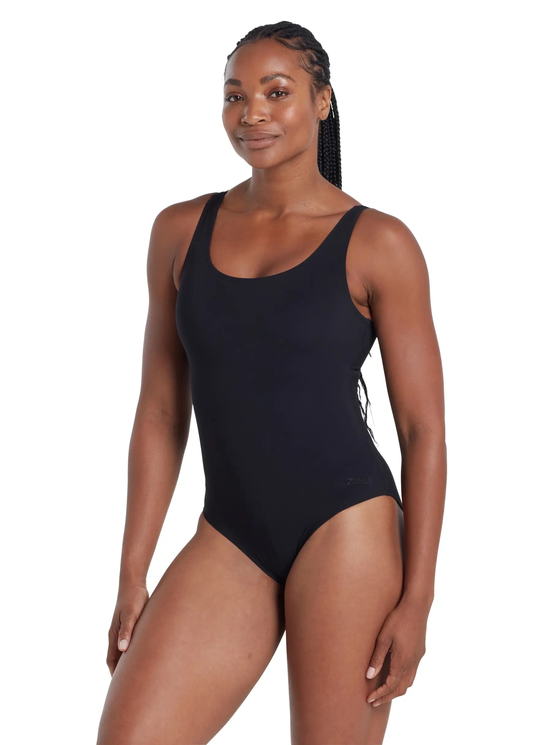 Zoggs Womens Silver Lined Black Open Water Scoopback